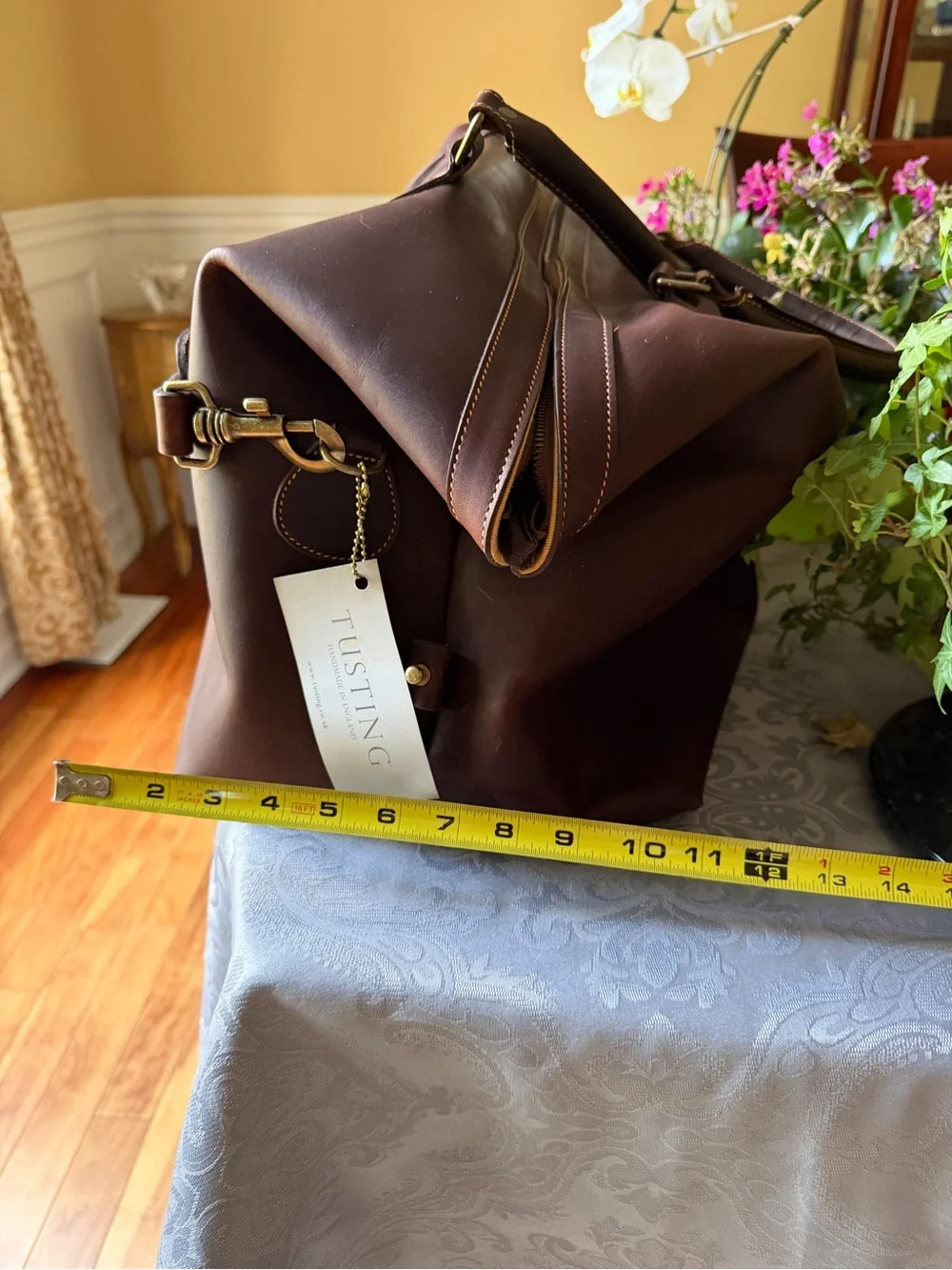 Men's Leather Duffel Bag - Dark Brown Travel Carryall